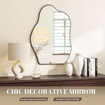 BEAUTYPEAK 20x28 Irregular Wall Mirror with Wood Frame