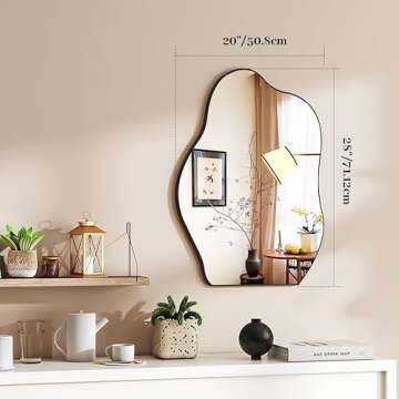 BEAUTYPEAK 20x28 Irregular Wall Mirror with Wood Frame