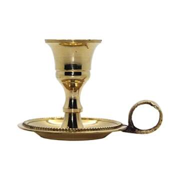 Govinda Brass Chamberstick Candle Holders - Pack of 2 - Perfect for Tapers