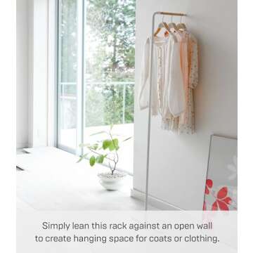 Yamazaki Home Leaning Slim Coat Hanger Clothes Rack, Space Saving Steel One Size White