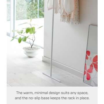 Yamazaki Home Leaning Slim Coat Hanger Clothes Rack, Space Saving Steel One Size White