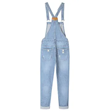 Stylish Women's Ripped Denim Overalls for Comfort
