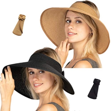 Stylish Foldable Women's Sun Visor Hat - UPF 50+ Protection & Wide Brim