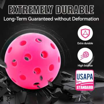 Fizzazzle Outdoor Pickleball Balls 40 Holes - 4 Pack USAPA Standard Pink Balls - Pickleball Accessories Set - High Bounce True Flight & Durable Pickle Balls
