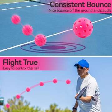Fizzazzle Outdoor Pickleball Balls 40 Holes - 4 Pack USAPA Standard Pink Balls - Pickleball Accessories Set - High Bounce True Flight & Durable Pickle Balls