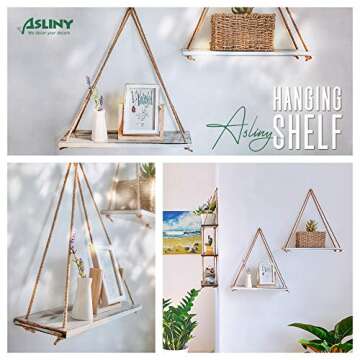 Rustic Hanging Swing Rope Floating Shelves for Home