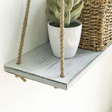Rustic Hanging Swing Rope Floating Shelves for Home