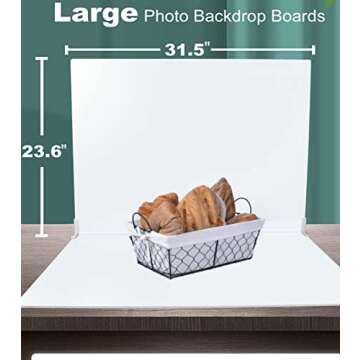 32x24in Photo Backdrop Boards for Food Photography Double Sided White Flat Lay Backdrops for Product...