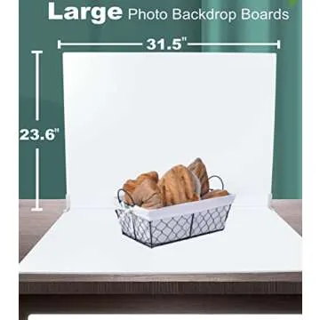 32x24in Photo Backdrop Boards for Food Photography Double Sided White Flat Lay Backdrops for Product...