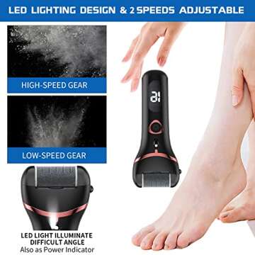 Electric Foot Callus Remover, Rechargeable Portable Electronic Foot File Pedicure Kits, Waterproof F...
