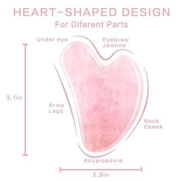 FUIYOOCEN Gua Sha Facial Tools, Natural Rose Quartz Self-Care Tool for Radiant Skin