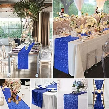 Yuboo Royal Blue Sequin Table Runners for Elegant Decor
