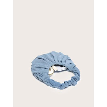 Verdusa Pleated Denim Clutch Stylish Blue Satchel Handbag