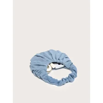 Verdusa Pleated Denim Clutch Stylish Blue Satchel Handbag