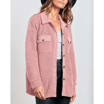 BTFBM Women's Fall Winter Button Down Sherpa Jacket