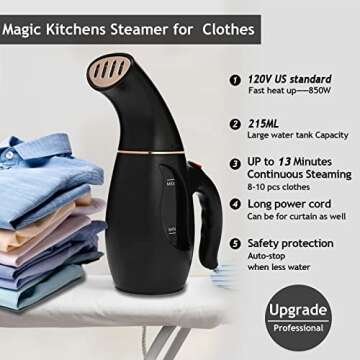 Kitchens Clothes Steamer,Steamer For Clothes, Mini Garment Fabric Portable Handheld Steamer For Clot...