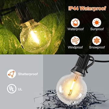 100FT Outdoor String Lights with Dimmable LED Bulbs
