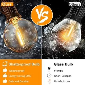 100FT Outdoor String Lights with Dimmable LED Bulbs