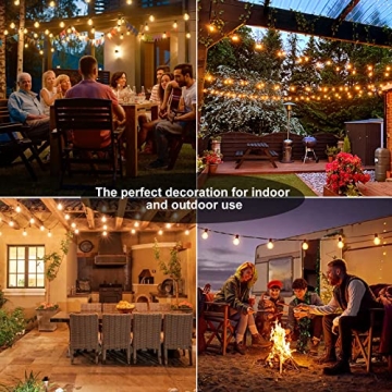 100FT Outdoor String Lights with Dimmable LED Bulbs