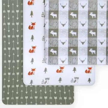 GROW WILD Wooland Fitted Sheets (3 Pack) - Soft Cotton Jersey Knit Baby Crib Sheets | Crib Mattress ...