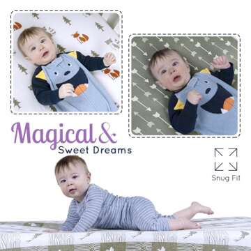 GROW WILD Wooland Fitted Sheets (3 Pack) - Soft Cotton Jersey Knit Baby Crib Sheets | Crib Mattress Sheets and Boys Toddler Bed Sheets (Crib)