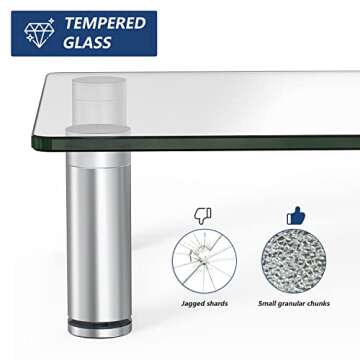 FITUEYES Adjustable Glass Monitor Stand for Desk Organization