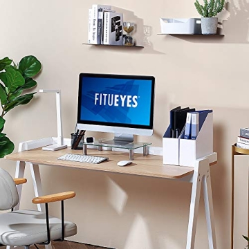 FITUEYES Adjustable Glass Monitor Stand for Desk Organization