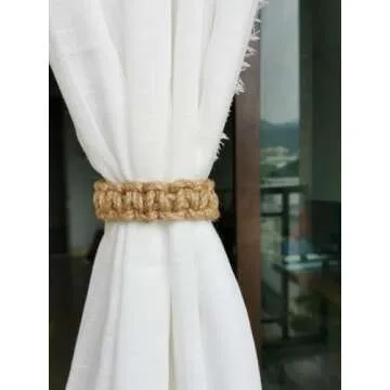 Handmade Braided Curtain Tiebacks, Rustic & Stylish Set of 4