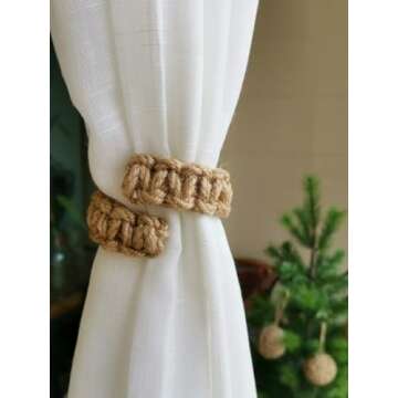 Handmade Braided Curtain Tiebacks, Rustic & Stylish Set of 4