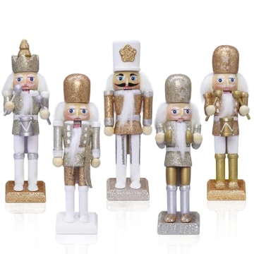 Jolik Nutcracker Christmas Ornament Set - 5 Glittered Soldiers