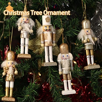 Jolik Nutcracker Christmas Ornament Set - 5 Glittered Soldiers