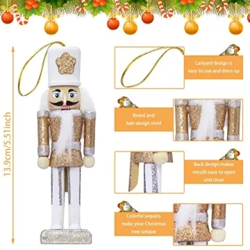 Jolik Nutcracker Christmas Ornament Set - 5 Glittered Soldiers