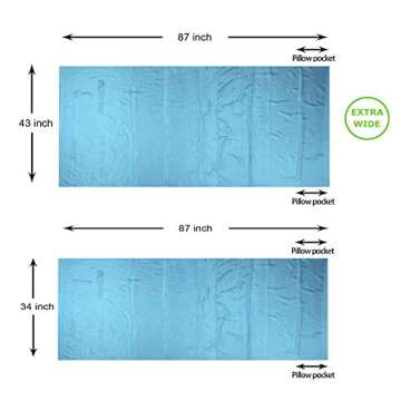 Browint Silk Sleeping Bag Liner, Silk Sleep Sack, Extra Wide 87"x43", Lightweight Travel Sheet for Hotels, More Colors for Option, Reinforced Gussets