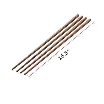 Muso Wood Extra Long Cooking Chopsticks 16.5" Reusable Wenge Wooden Chop Sticks - Japanese Classic S...