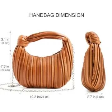NIUEIMEE ZHOU Small Knotted Handbags for Women Soft PU Leather Crossbody Dumpling Bags Cloud Clutch Purses Ruched Pouch Bag