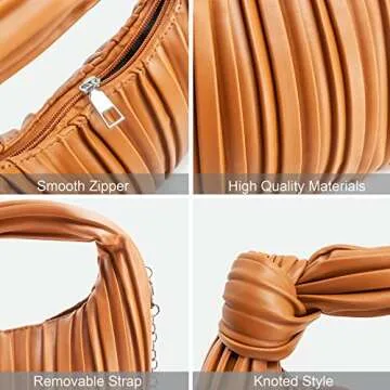 NIUEIMEE ZHOU Small Knotted Handbags for Women Soft PU Leather Crossbody Dumpling Bags Cloud Clutch Purses Ruched Pouch Bag