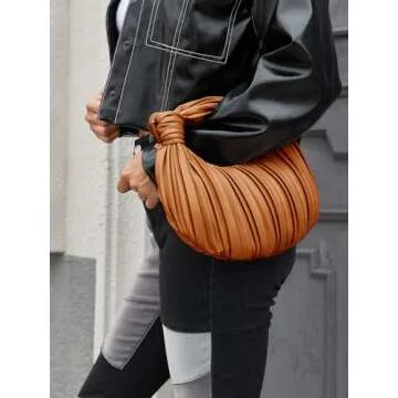 NIUEIMEE ZHOU Small Knotted Handbags for Women Soft PU Leather Crossbody Dumpling Bags Cloud Clutch Purses Ruched Pouch Bag