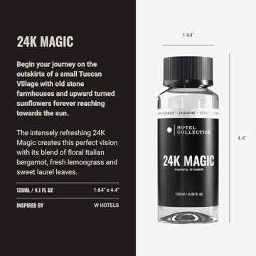 Hotel Collection Diffuser Oil-24K Magic-Aromatherapy Essential Fragrance Oil-Italian Bergamot, Lemongrass & Sweet Laurel Leaf-120ML 4.1 Fl oz