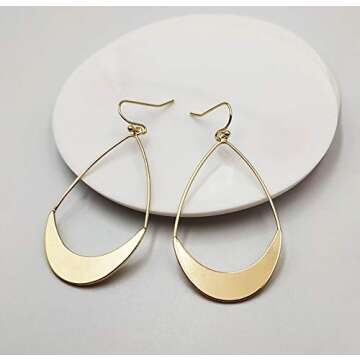 Lightweight Dangle Earrings Simple Earrings Gold Teardrop Earrings for Women