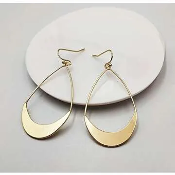 Lightweight Dangle Earrings Simple Earrings Gold Teardrop Earrings for Women