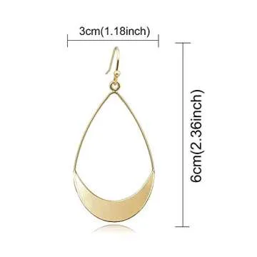 Lightweight Dangle Earrings Simple Earrings Gold Teardrop Earrings for Women