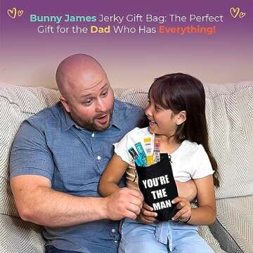 Jerky Gift Bag - Exotic Jerky Variety Pack in Fun You're the Man Bag - Gifts for Men Who Wants Nothing, Assortment of High Protein Beef Jerky Snack Packs - Ideal Gift for Dad, Son or Wife