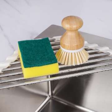 Tomorotec Triangle Roll-Up Dish Drying Rack Sink Corner Small Foldable Stainless Steel Over The Sink...