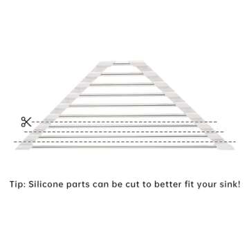 Tomorotec Triangle Roll-Up Dish Drying Rack Sink Corner Small Foldable Stainless Steel Over The Sink Multipurpose Kitchen Drainer Caddy Organizer Storage Shelf Holder (Coconut Milk White)