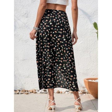 Floerns Women's Floral High Waist Midi Skirt for Summer Fashion