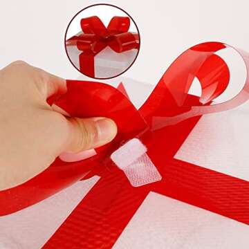 Juegoal Christmas Lighted PVC Gift Boxes Decorations, Pre-lit Light Up Christmas Tree Skirt Ornament Indoor Holiday Party Christmas Pathway Present Box Home Yard Art, Set of 3