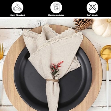 Exquisite Flax Linen Cloth Napkins Set of 12 for Elegant Dining