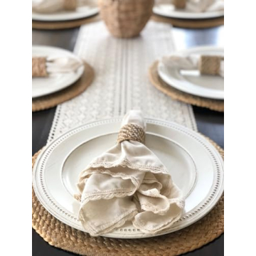 Exquisite Flax Linen Cloth Napkins Set of 12 for Elegant Dining