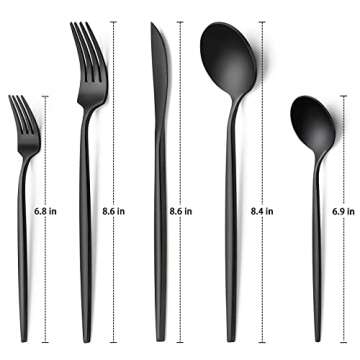 30-Piece Black Silverware Set, Flatware Set for 6, Food-Grade Stainless Steel Tableware Cutlery Set,...