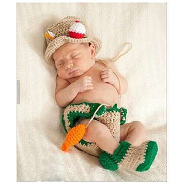 Newborn Photography Props Baby Photo Outfits Crochet Kintted Fisherman Set